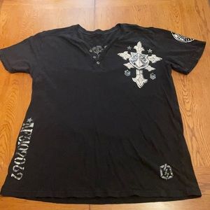 Black, 2 XL -3 button Affliction shirt